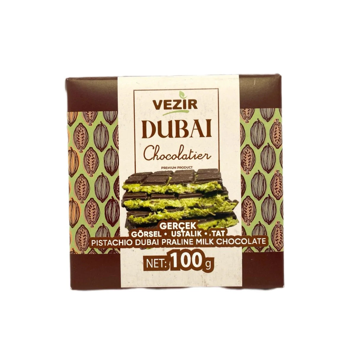 Dubai Chocolate Bar XL - Pistachio Praline Dubai Chocolate Bar -100g